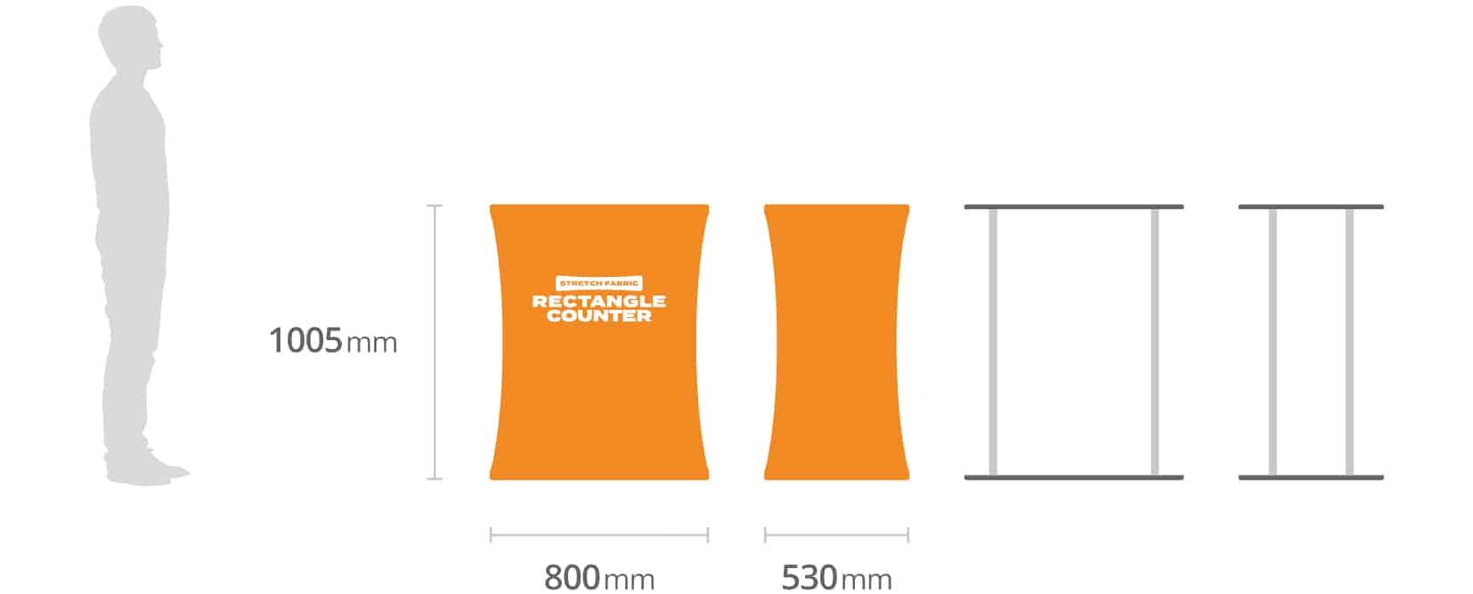 Stretch Fabric rectangular Counter Dimensions